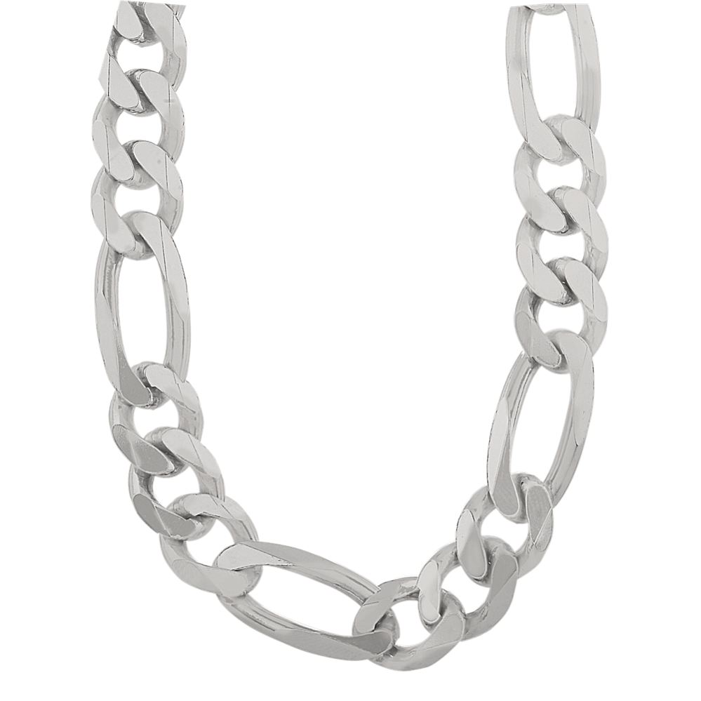 24 in Mens Figaro Chain in Sterling Silver (11.3mm)