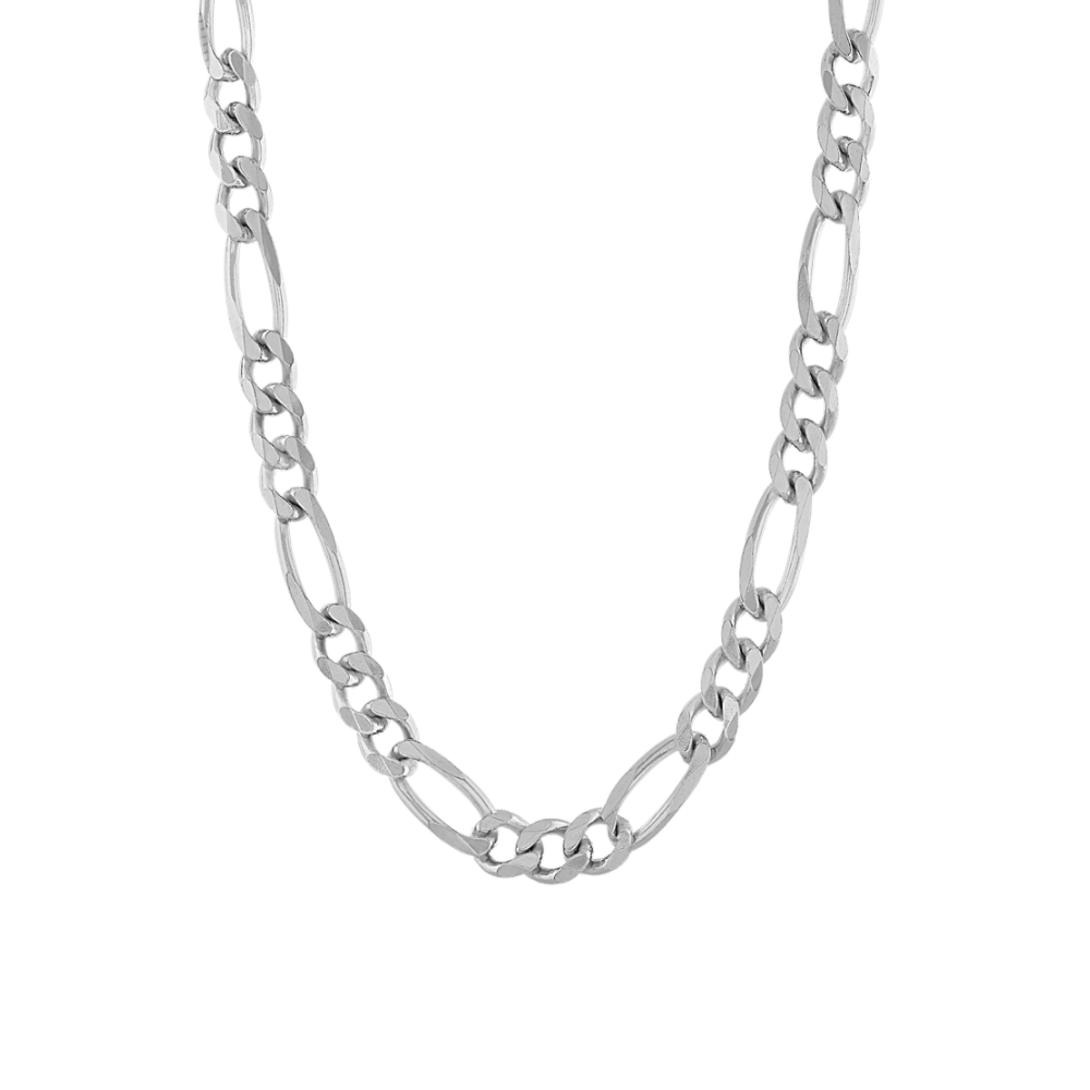 24 in Mens Figaro Chain in Sterling Silver (6.5mm)