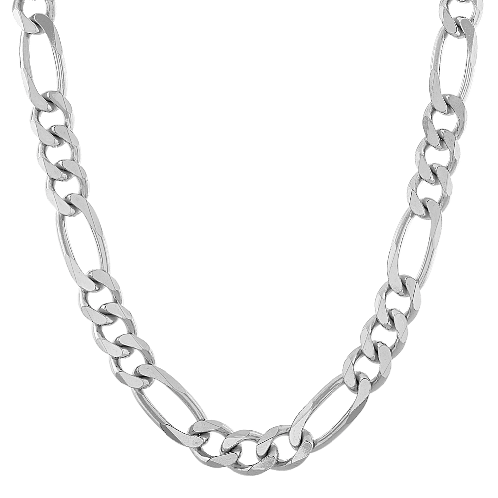 24 in Mens Figaro Chain in Sterling Silver (9.8mm)