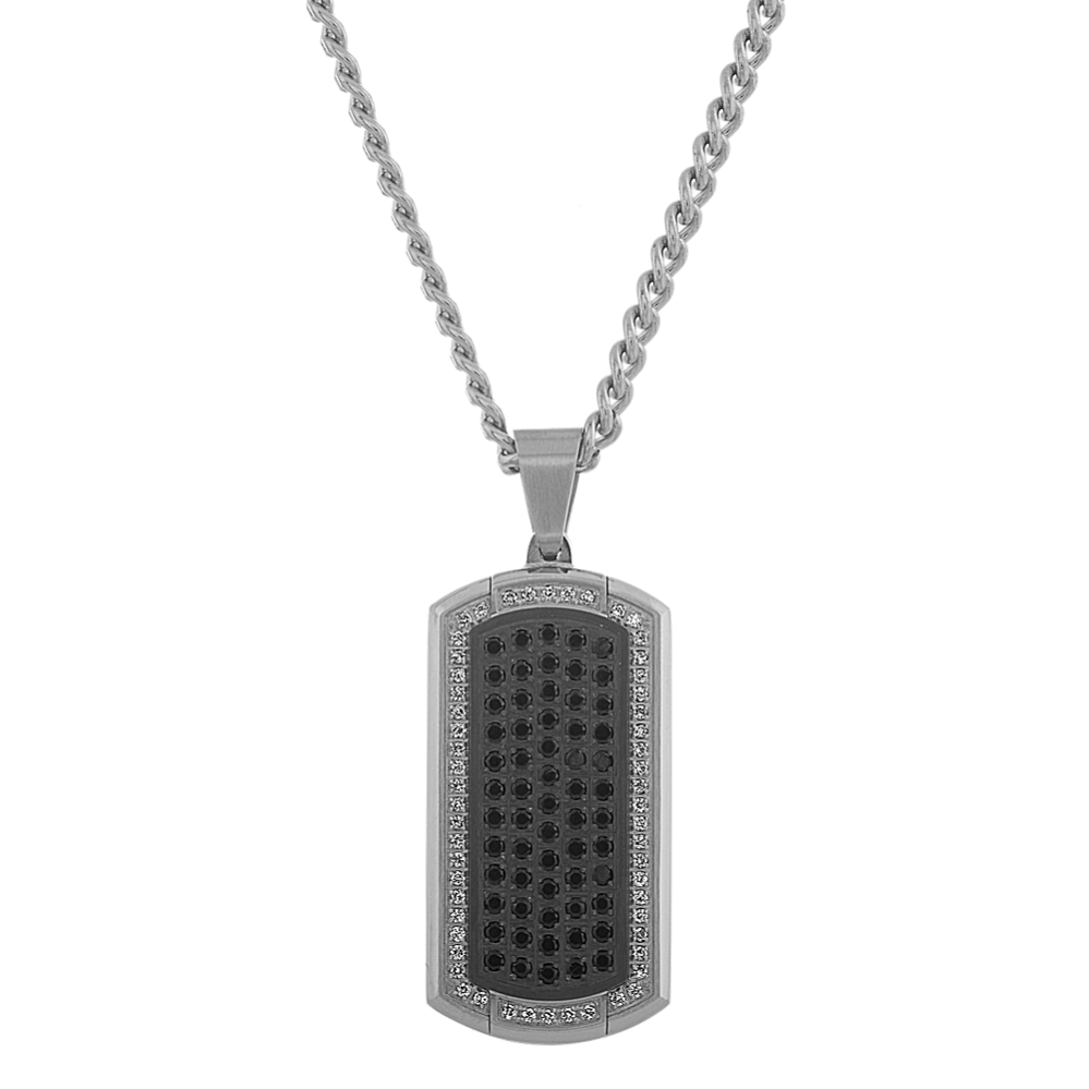 24 in Mens Diamond and Black Sapphire Pendant