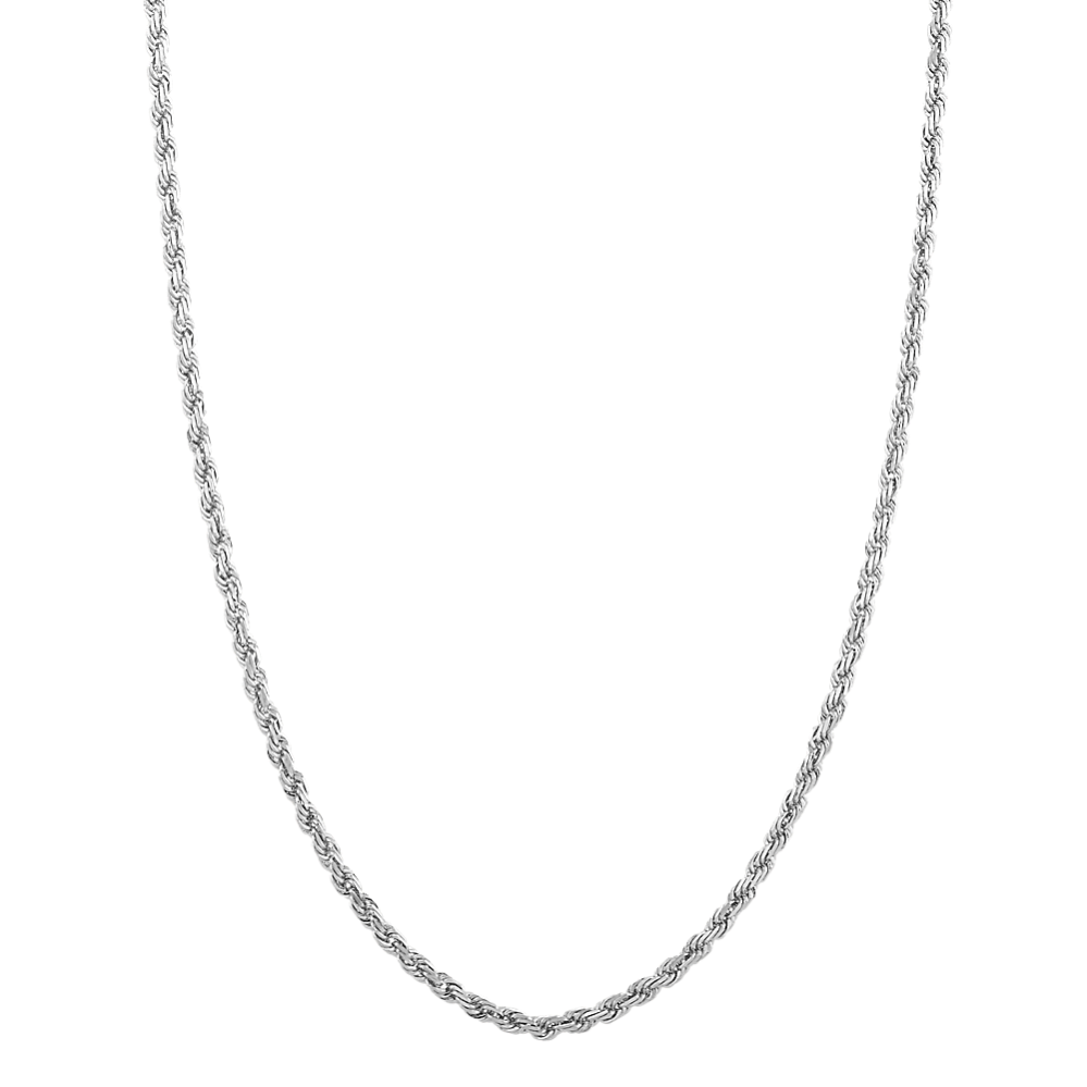 24in 14K White Gold Rope Chain (2mm)