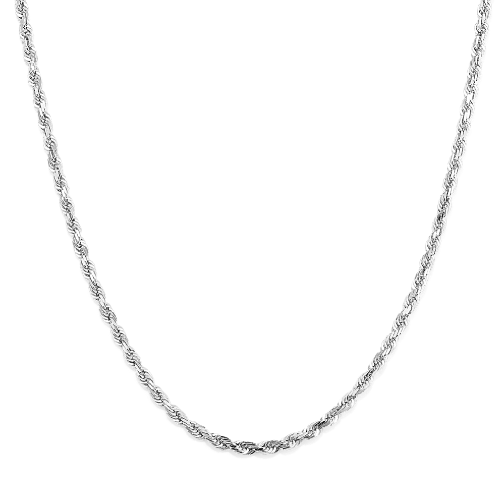 24'' 14K White Gold Rope Chain (1.95mm)