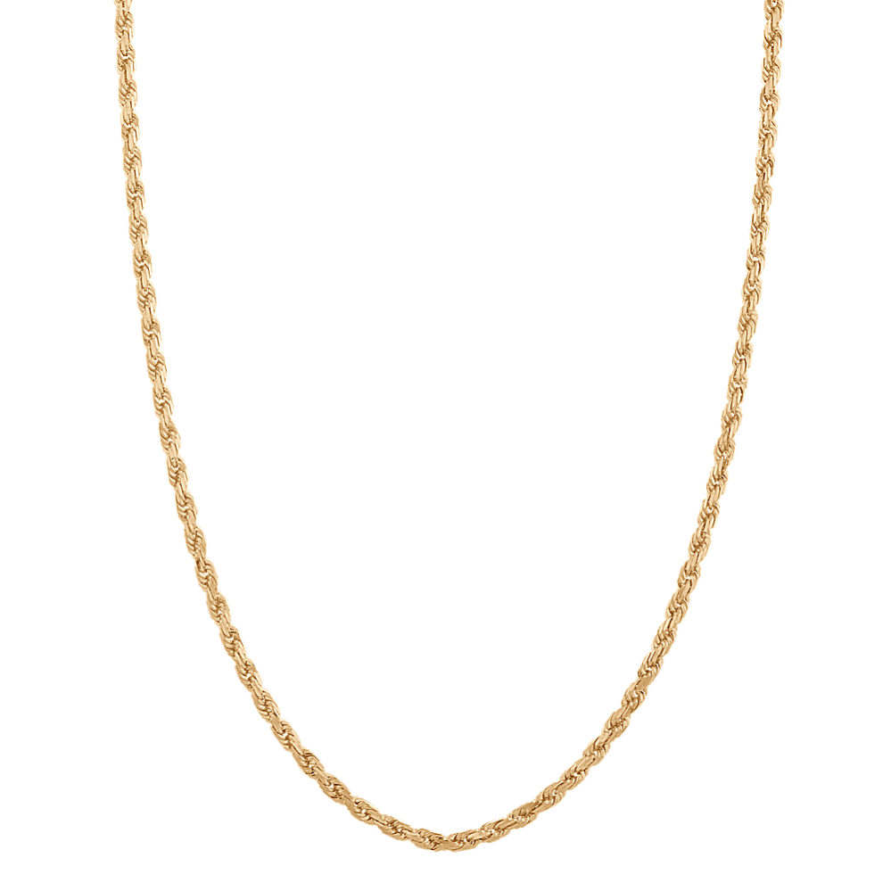 24in 14K Yellow Gold Rope Chain 2mm Shane Co
