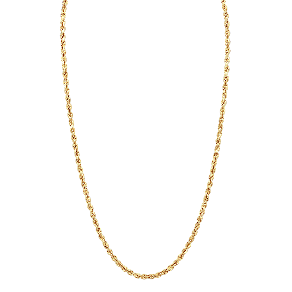 24 in Mens Rope Necklace in 14k Yellow Gold (4mm) Shane Co.