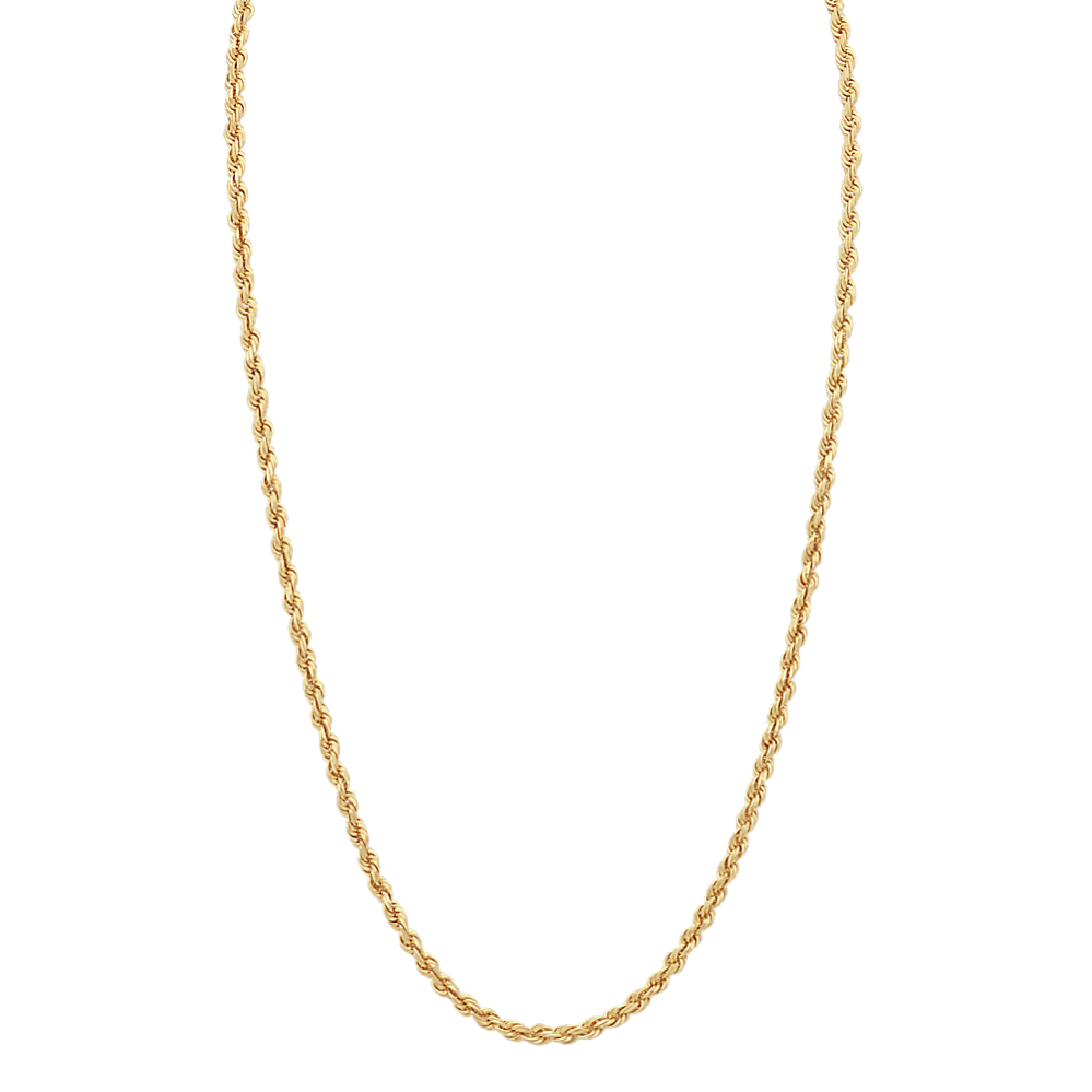 24 in Mens Rope Necklace in 14k Yellow Gold (4mm)