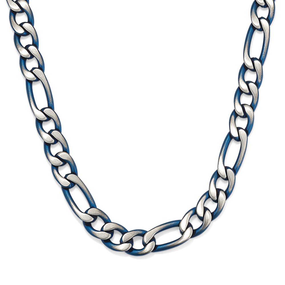 24'' Two-Tone Stainless Steel Figaro Chain (7mm)