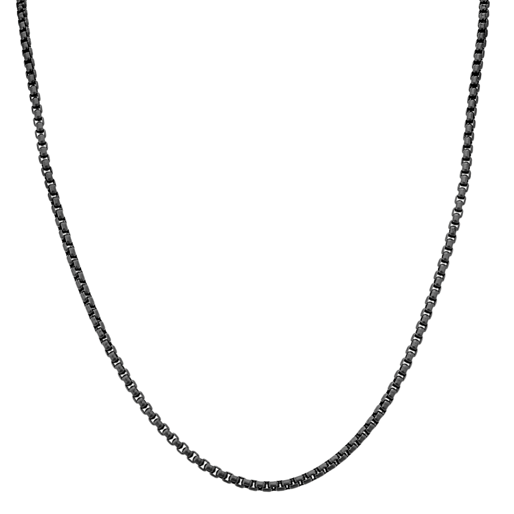 24 in Mens Stainless Steel and Black Rhodium Chain (4mm)