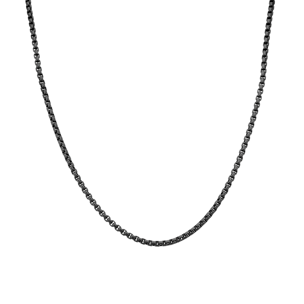 24 in Mens Stainless Steel and Black Rhodium Chain (4mm)