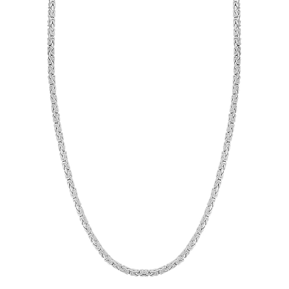 24 in Mens Sterling Silver Byzantine Chain (4mm)