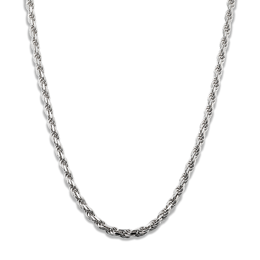 24 in Mens Sterling Silver Rope Necklace (3.2mm)
