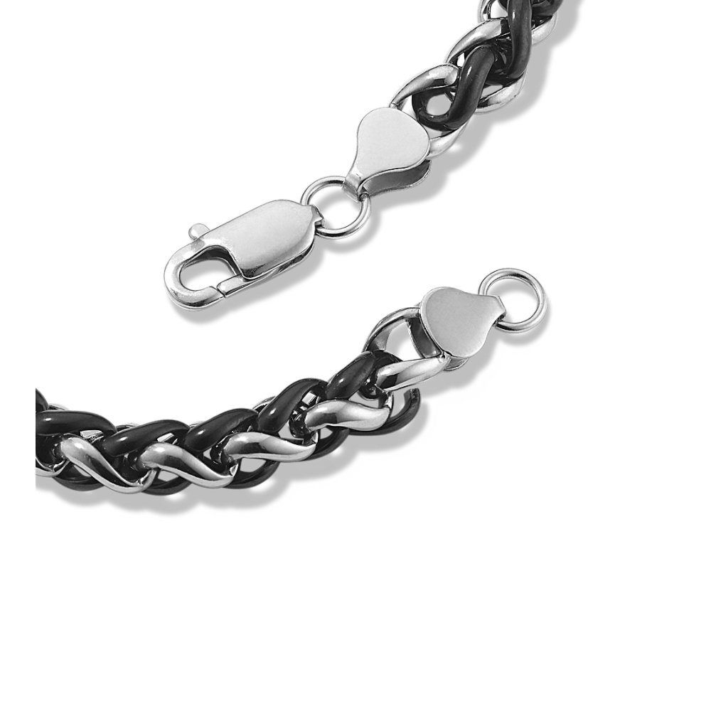 24 in Mens TwoTone Stainless Steel Necklace (7mm) Shane Co.