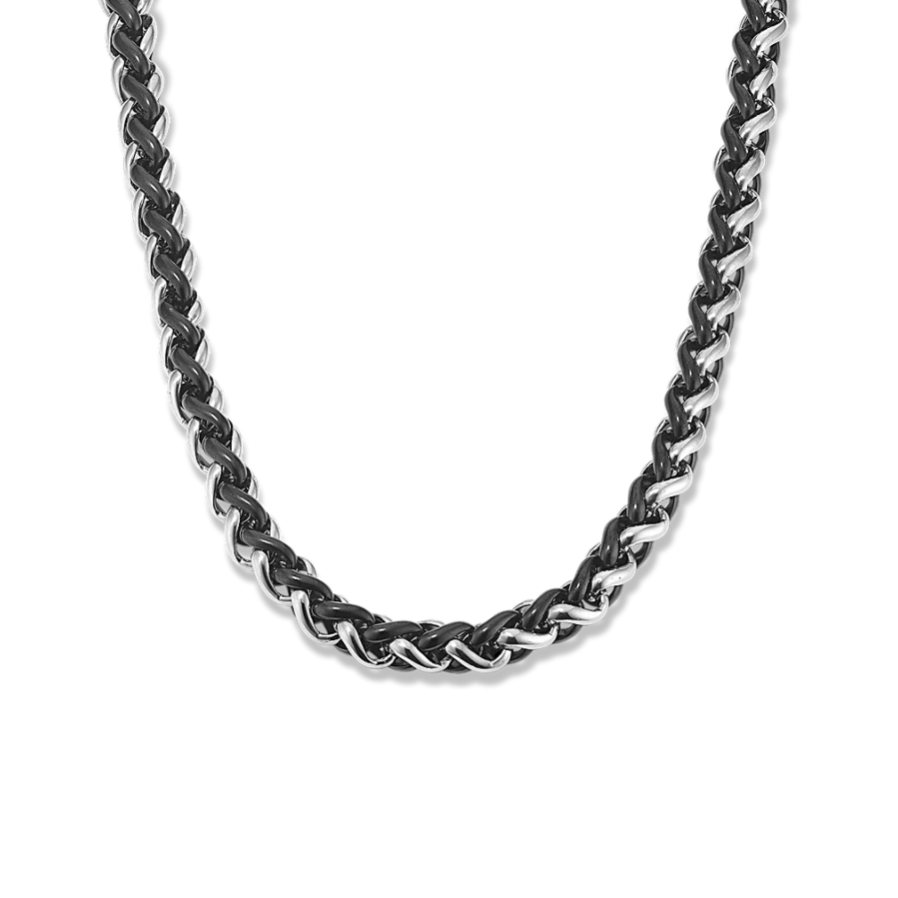 24 in Mens Two-Tone Stainless Steel Necklace (7mm)