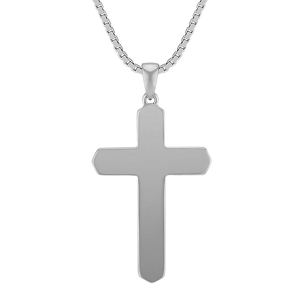 24 inch Mens 14k White Gold Cross Necklace Shane Co.