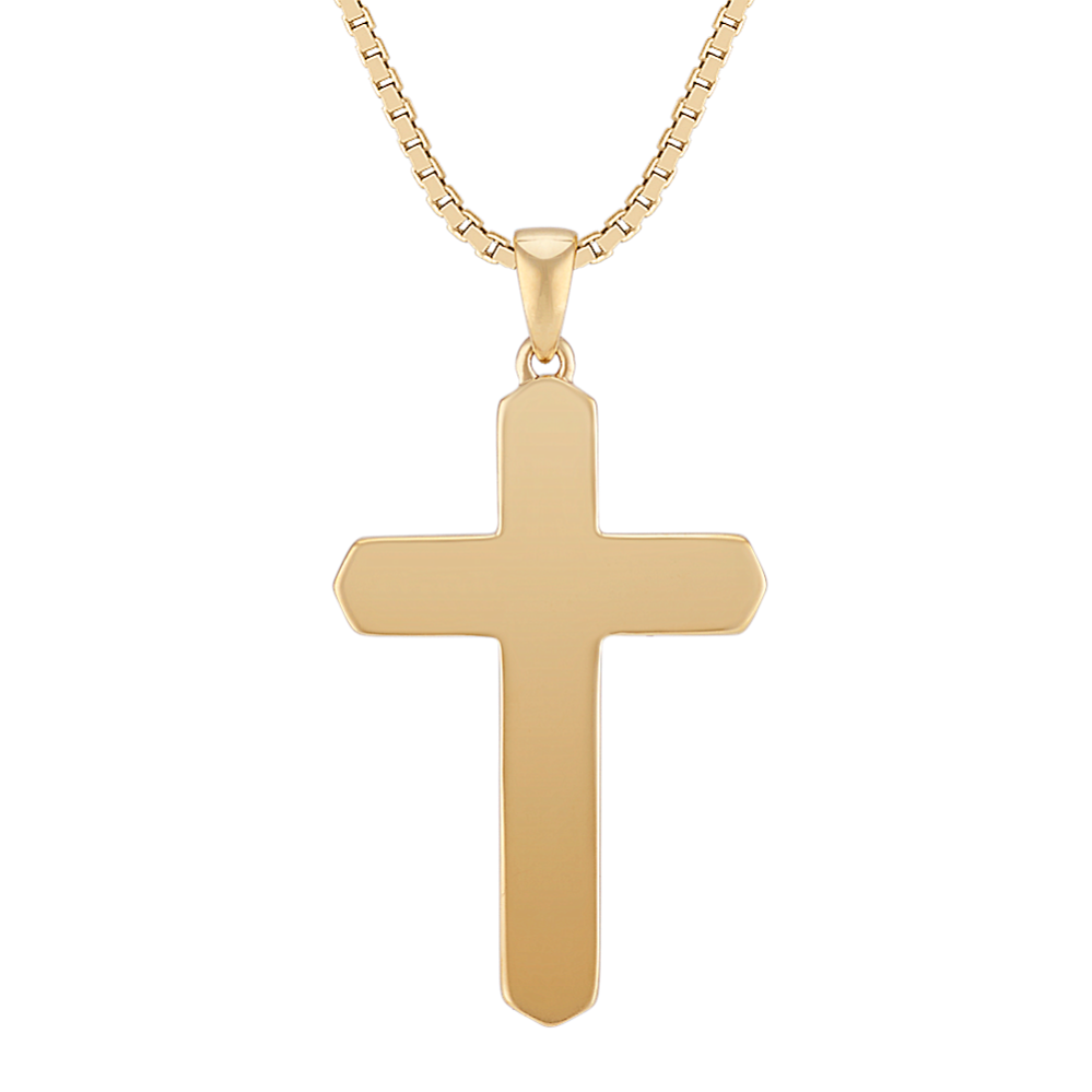 24'' Mens 14k Yellow Gold Cross Necklace