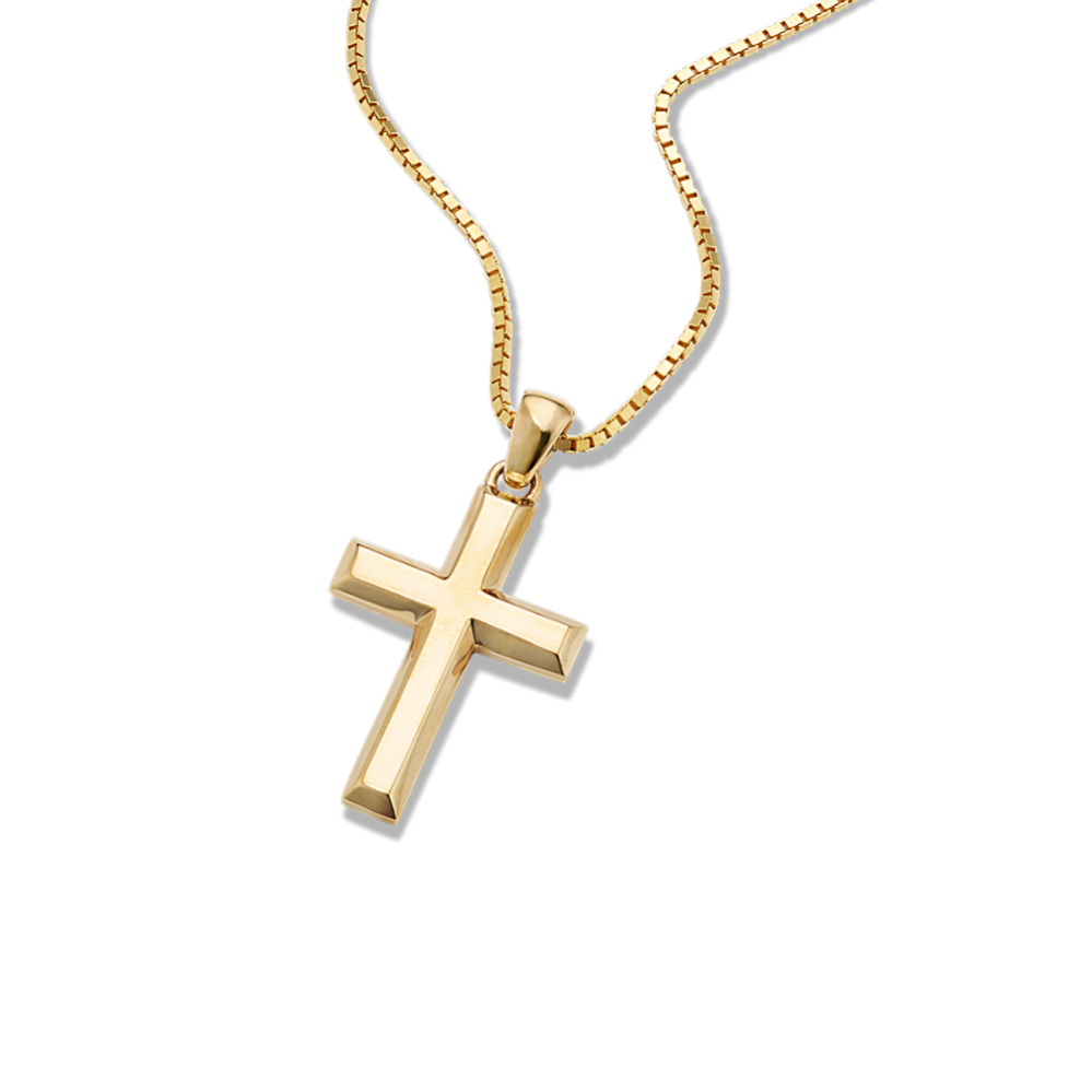 14k solid gold on sale cross pendant mens