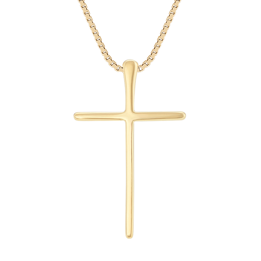 24'' Mens 14k Yellow Gold Cross Pendant