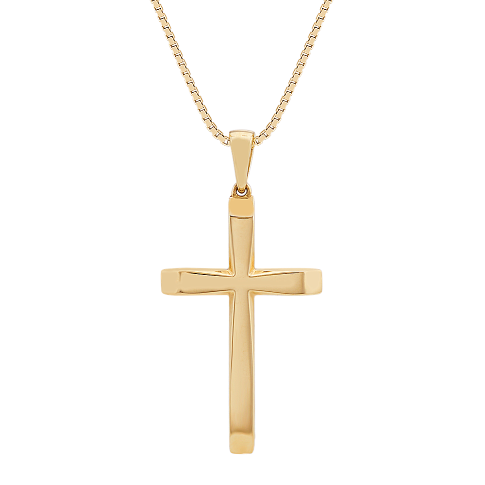 24'' Mens 14k Yellow Gold Cross Pendant
