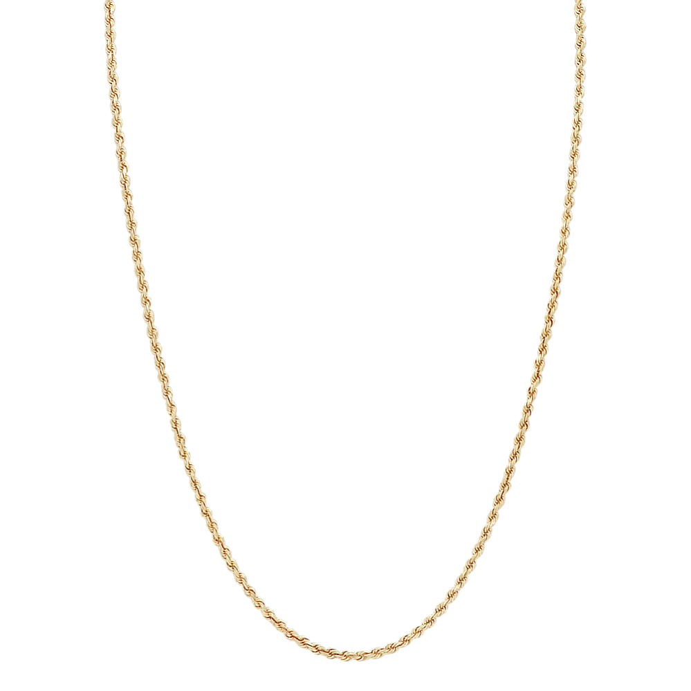 24'' Mens 14k Yellow Gold Rope Chain