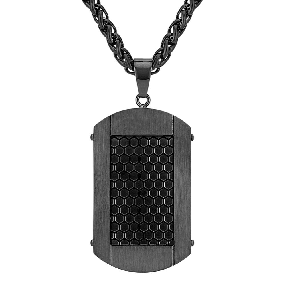 24 inch Mens Black Stainless Steel Dog Tag Necklace