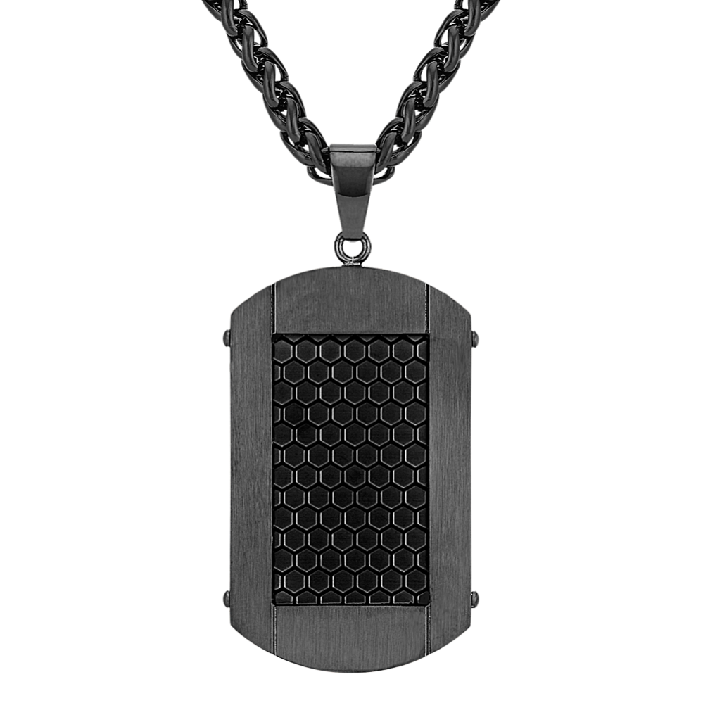 24'' Mens Black Stainless Steel Dog Tag Necklace