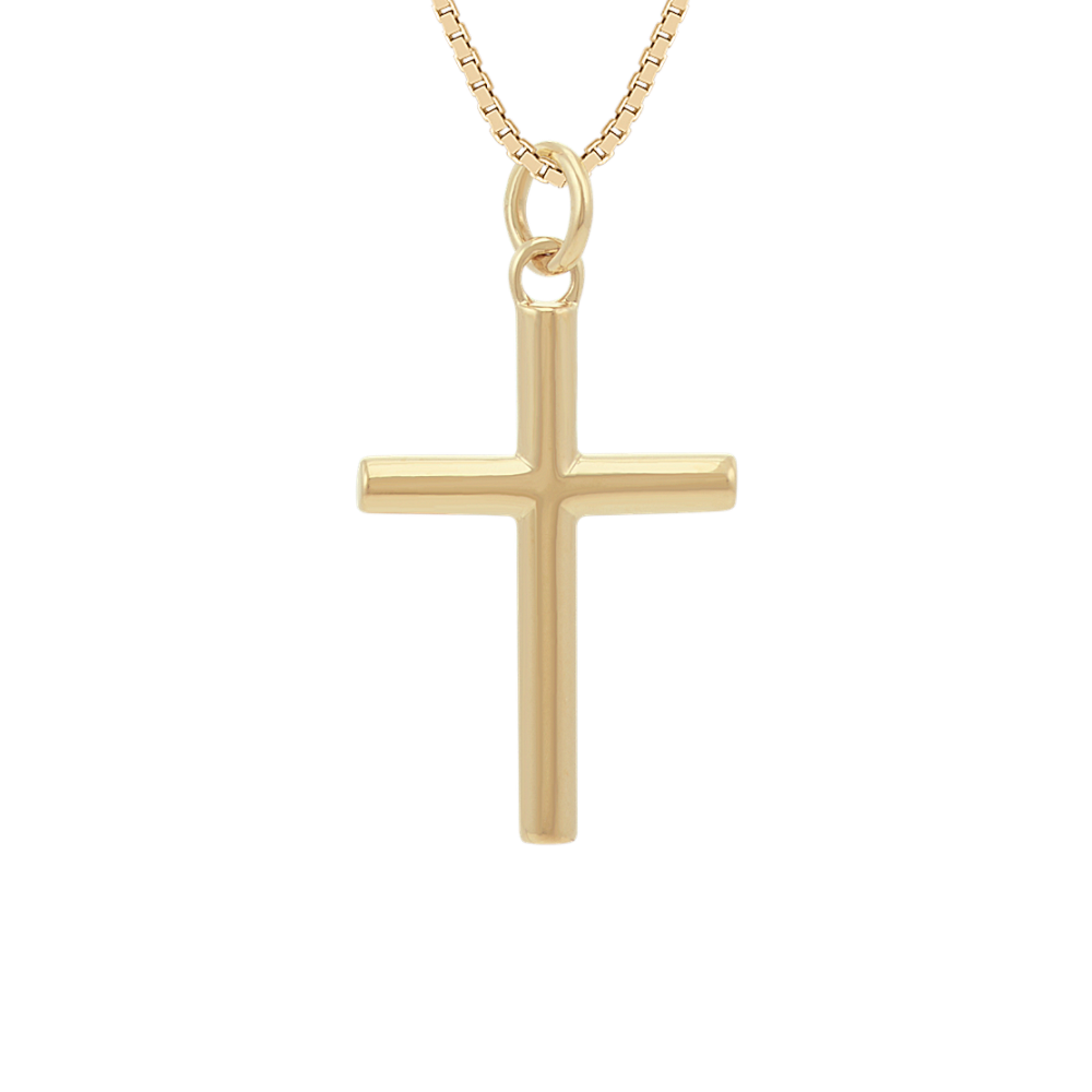 24 inch Mens Cross Necklace in 14k Yellow Gold