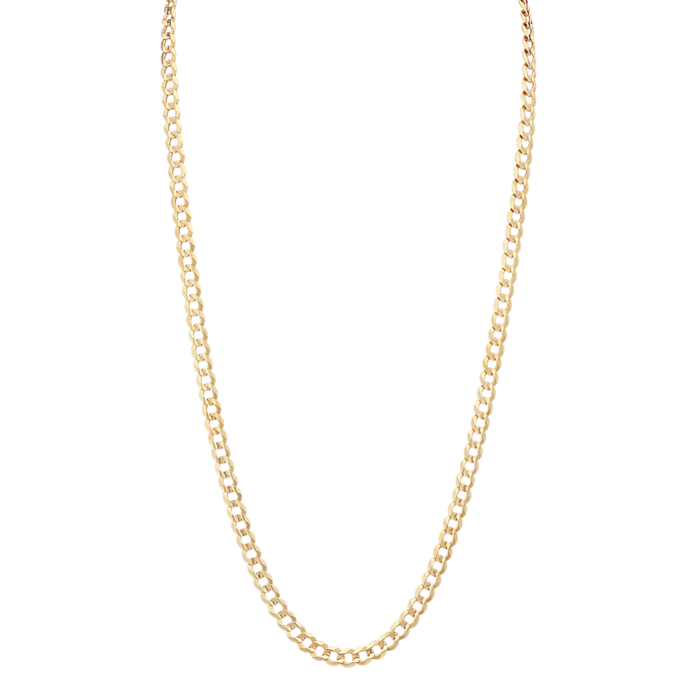 24 inch Mens Curb Necklace in 14k Yellow Gold