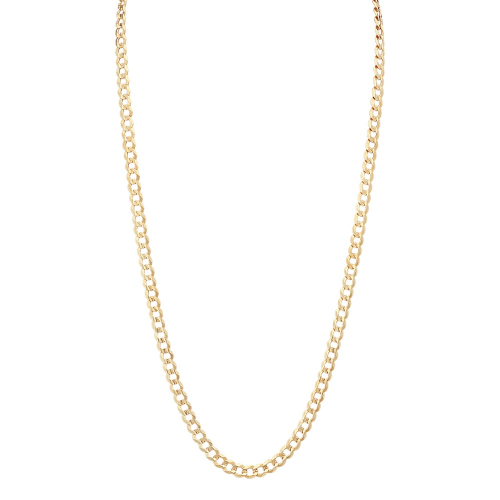 24'' Mens Curb Necklace in 14k Yellow Gold