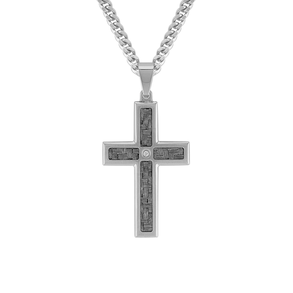 24 inch Mens Diamond Cross Necklace