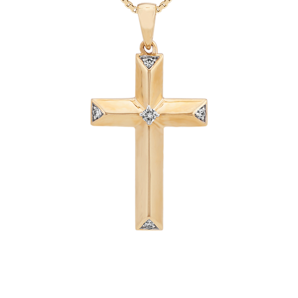 24 inch Mens Diamond Cross Pendant in 14k Yellow Gold