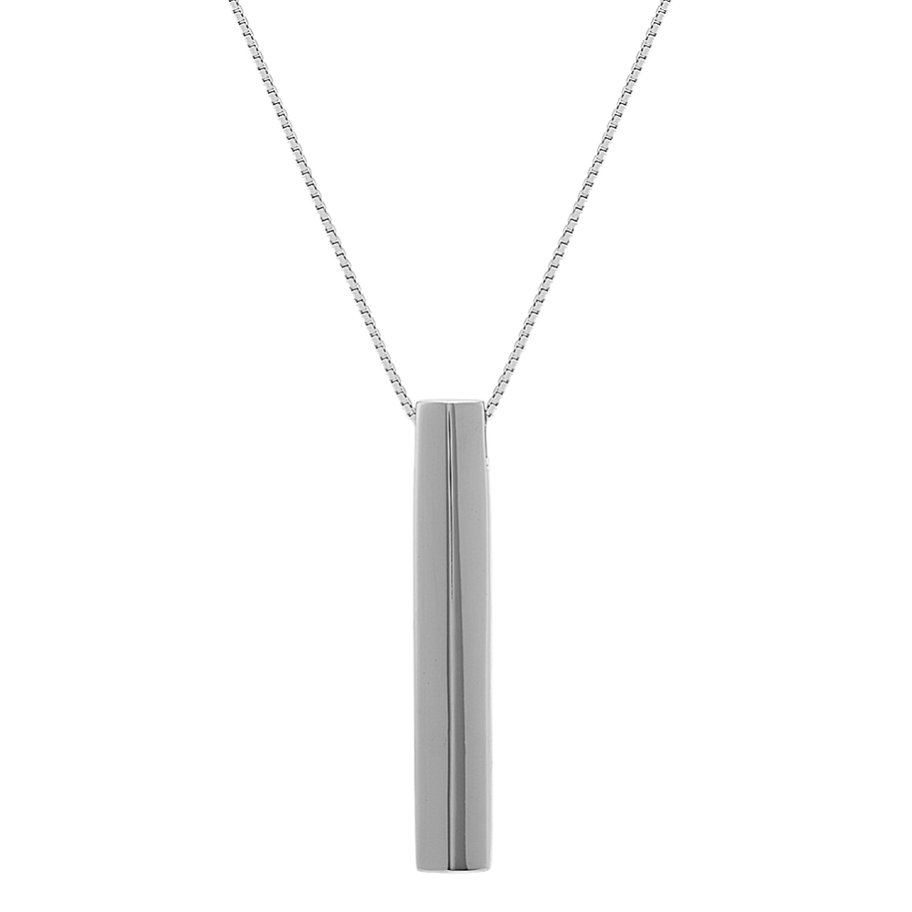 24'' Mens Hexagon Bar Pendant in 14k White Gold