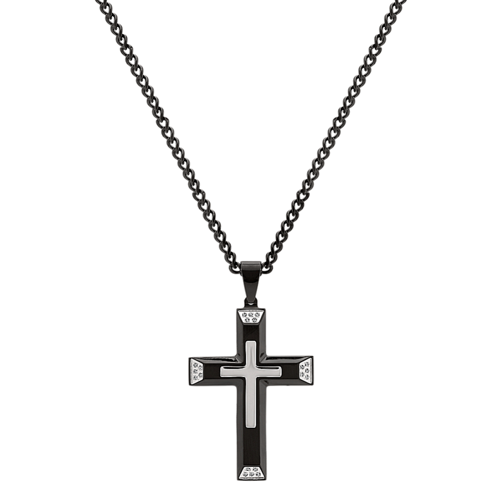 24 inch Mens Diamond Cross Mens Necklace