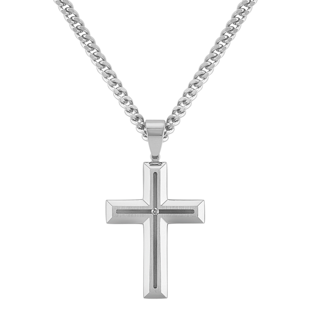 Mens silver cross clearance necklace with diamonds