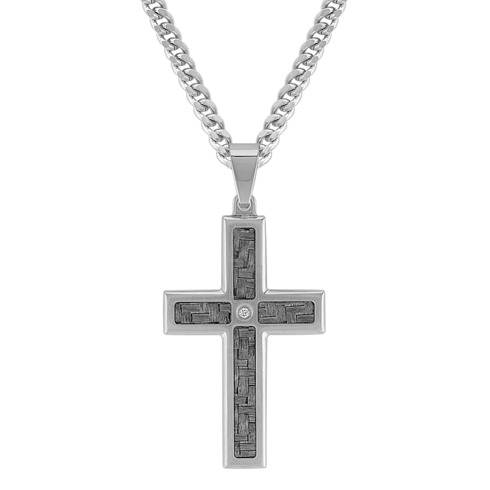 24'' Mens Diamond Cross Necklace