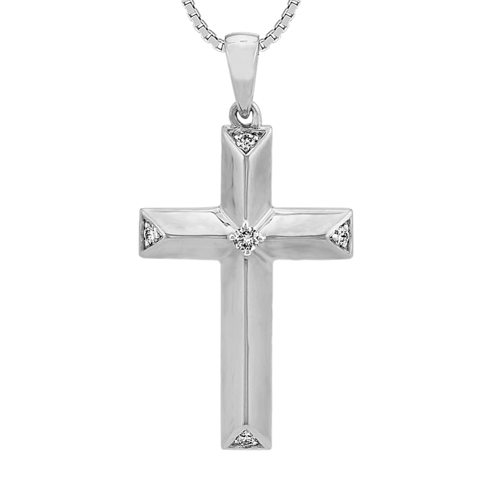 24 inch Mens Diamond Cross Pendant in 14k White Gold