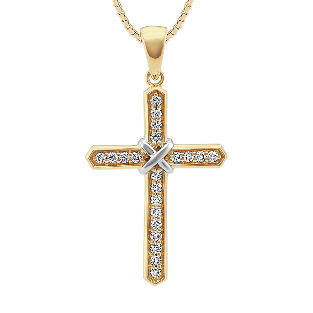 24 inch Mens Round Diamond Cross Necklace