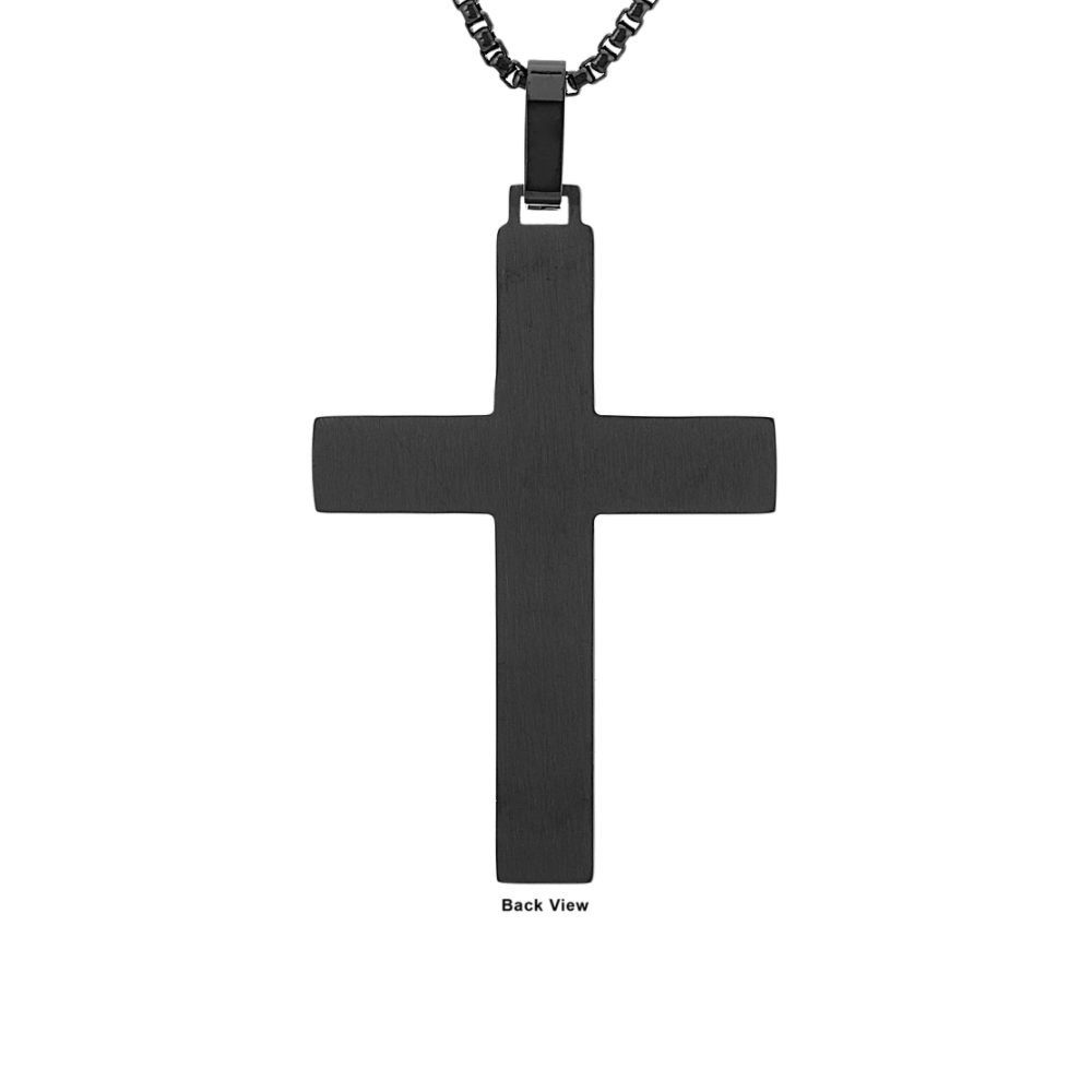 24 inch Mens Stainless Steel Cross Necklace Shane Co.
