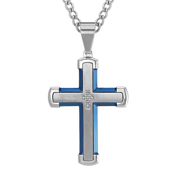 24 inch Mens Stainless Steel Cross Necklace
