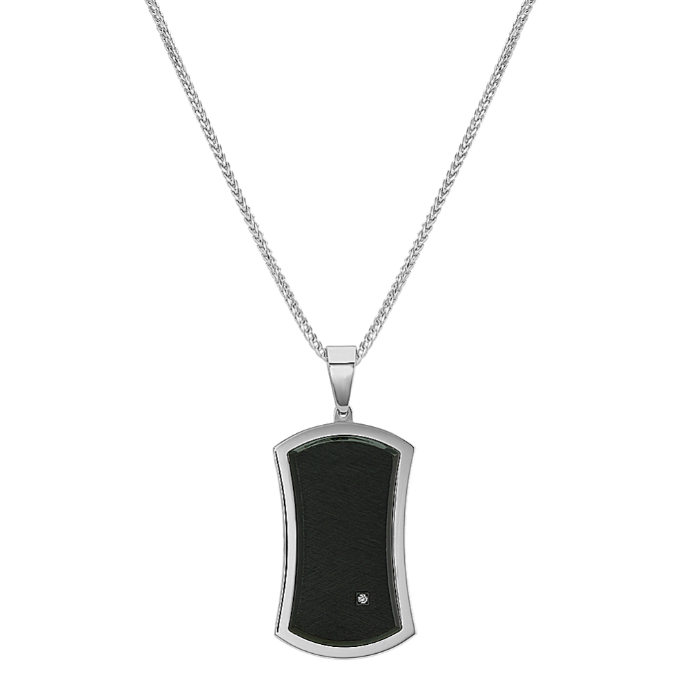 24 inch Mens Stainless Steel Diamond Dog Tag
