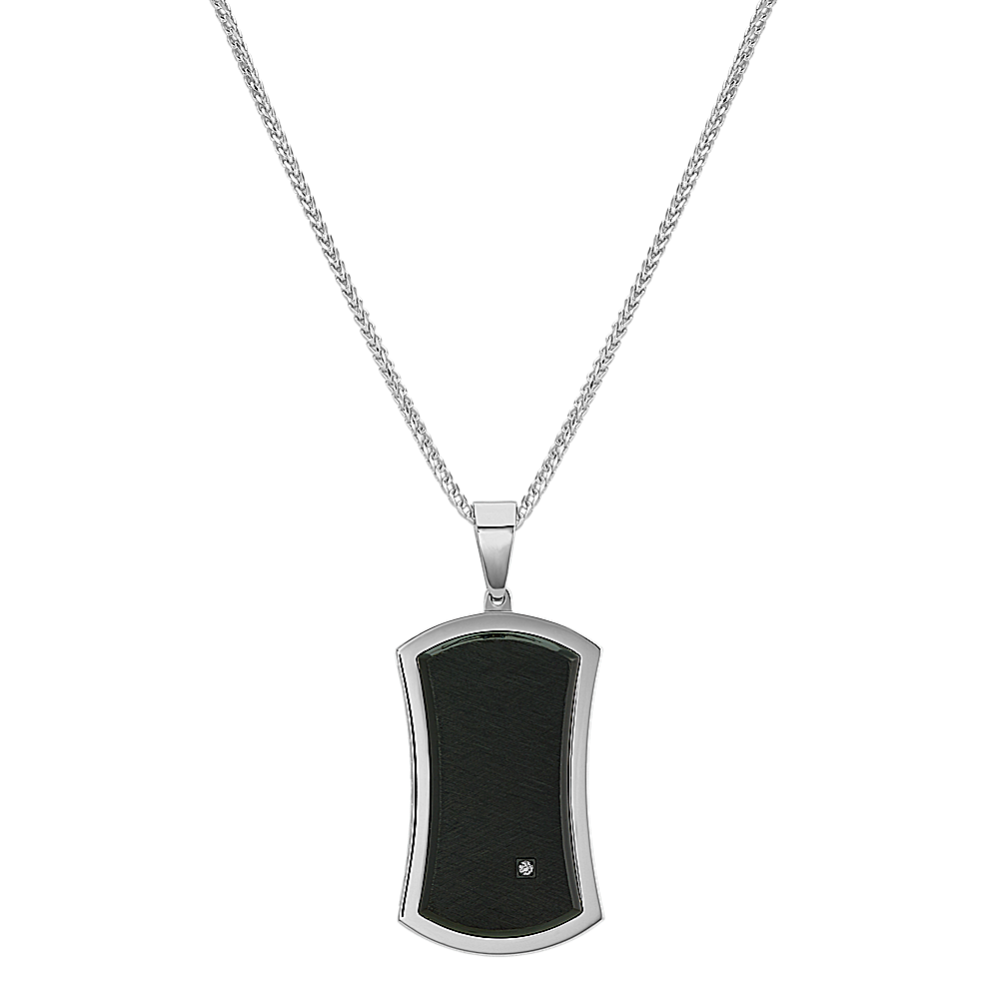24'' Mens Stainless Steel Diamond Dog Tag
