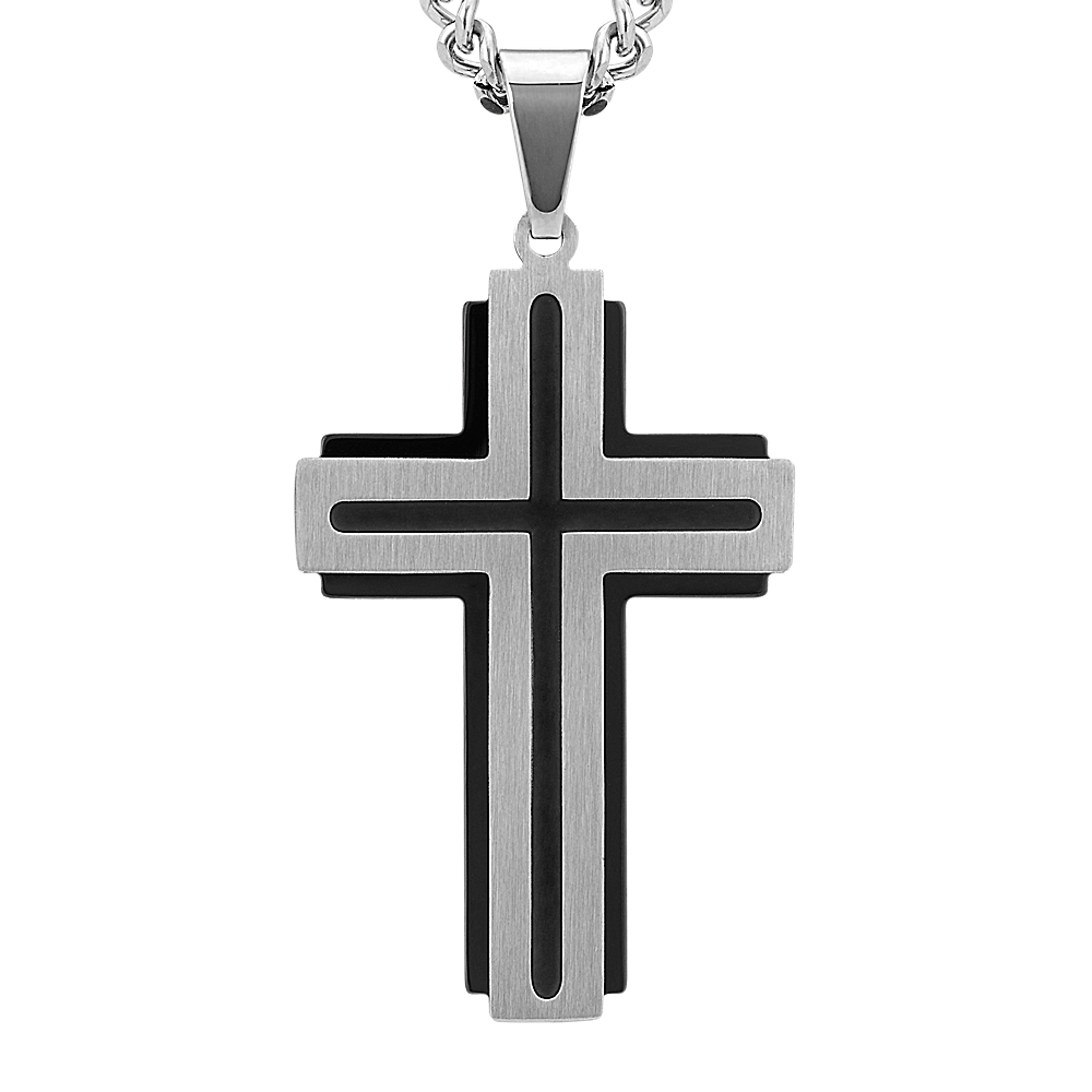 24 Inch Mens Two Tone Dimensional Cross Necklace In Stainless Steel   24 Inch Mens Two Tone Dimensional Cross Necklace In Stainless Steel 41074165 M &&fmt=png Alpha&wid=1000&hei=1000