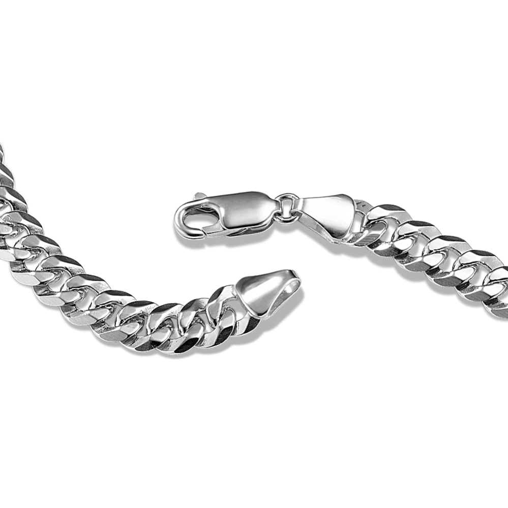 Mens curb chain on sale white gold