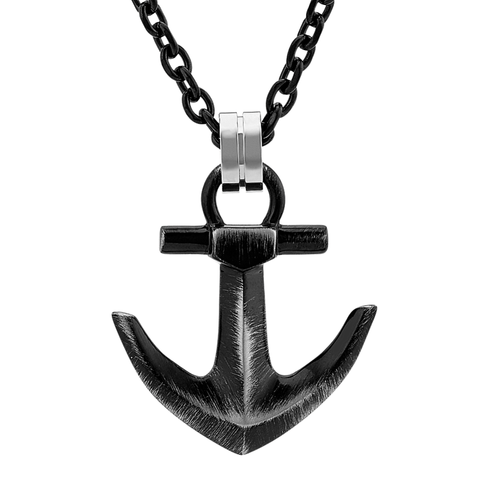25'' Mens Stainless Steel Anchor Necklace