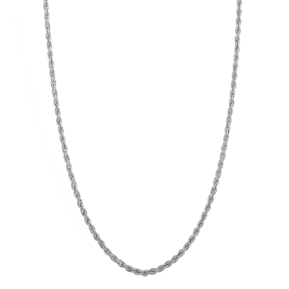 26 in Mens 14K White Gold Rope Chain (2mm)