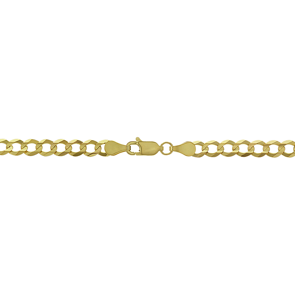 28 in Mens 14k Yellow Gold Diamond Cut Curb Chain (4.4mm) | Shane Co.