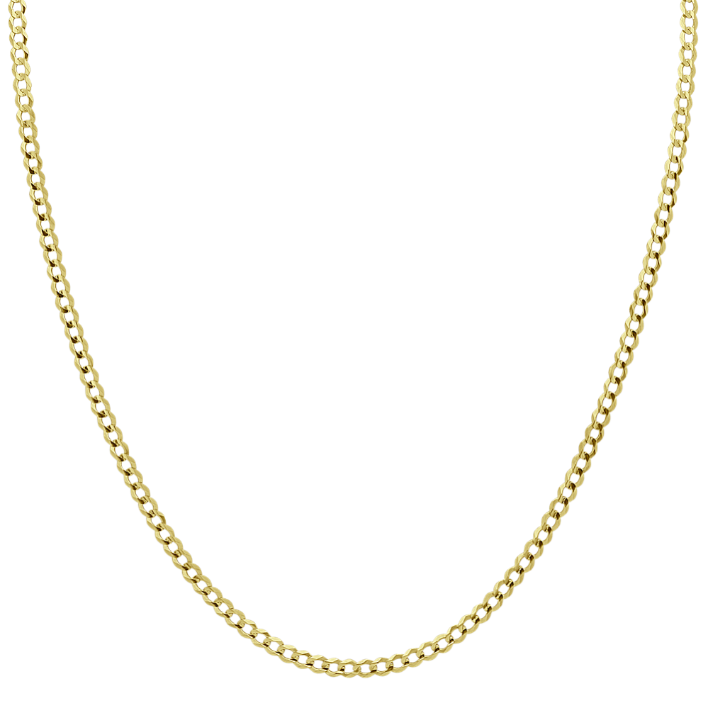 28 in Mens 14k Yellow Gold Diamond Cut Curb Chain (4.4mm)