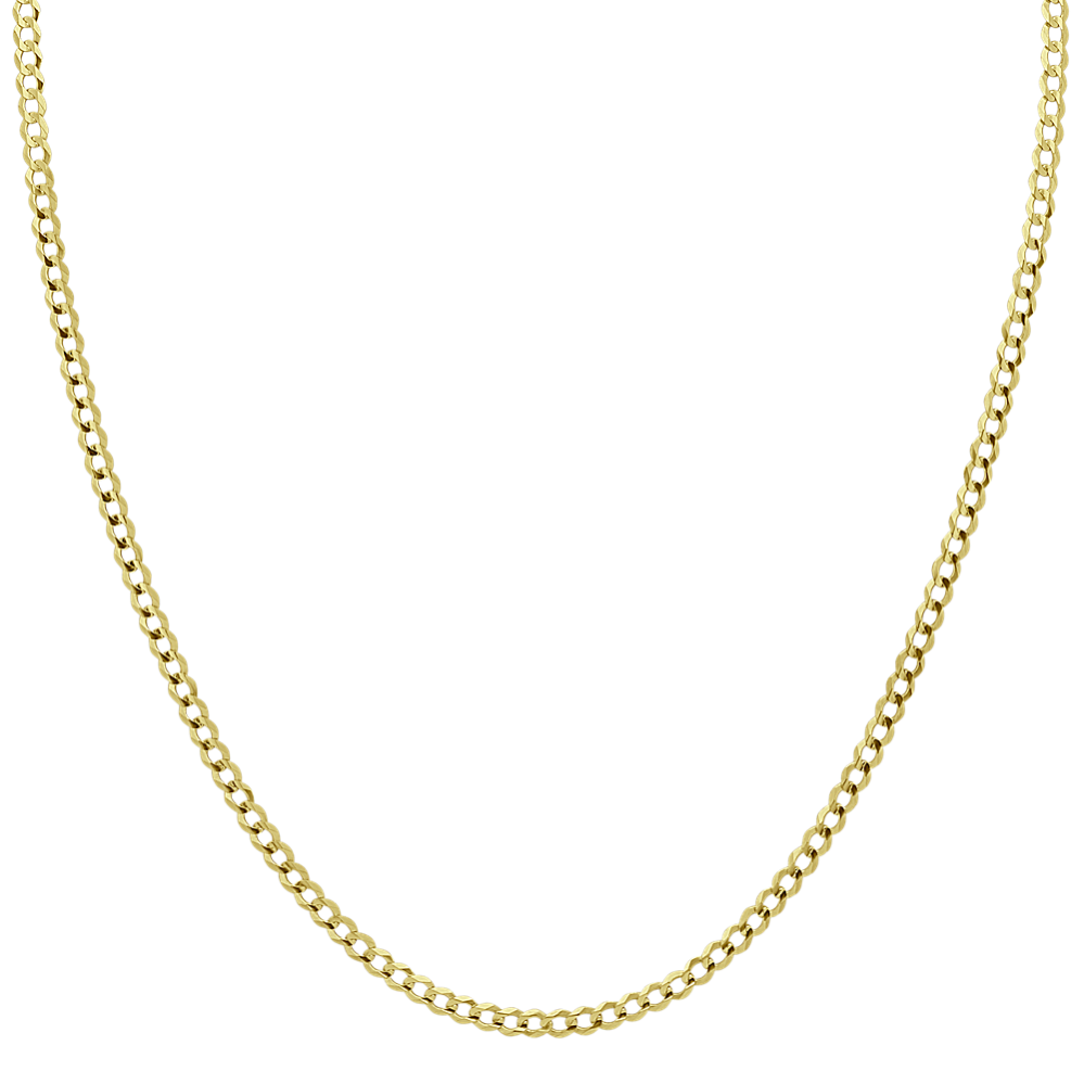 28'' Mens 14k Yellow Gold Diamond Cut Curb Chain (4.4mm)