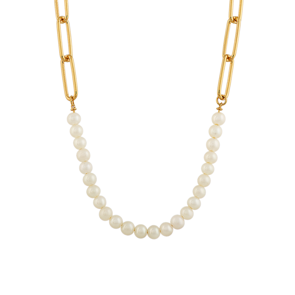 Syracuse 3.5mm Pearl Paperclip Necklace in Vermeil 14K Yellow Gold (18 in)