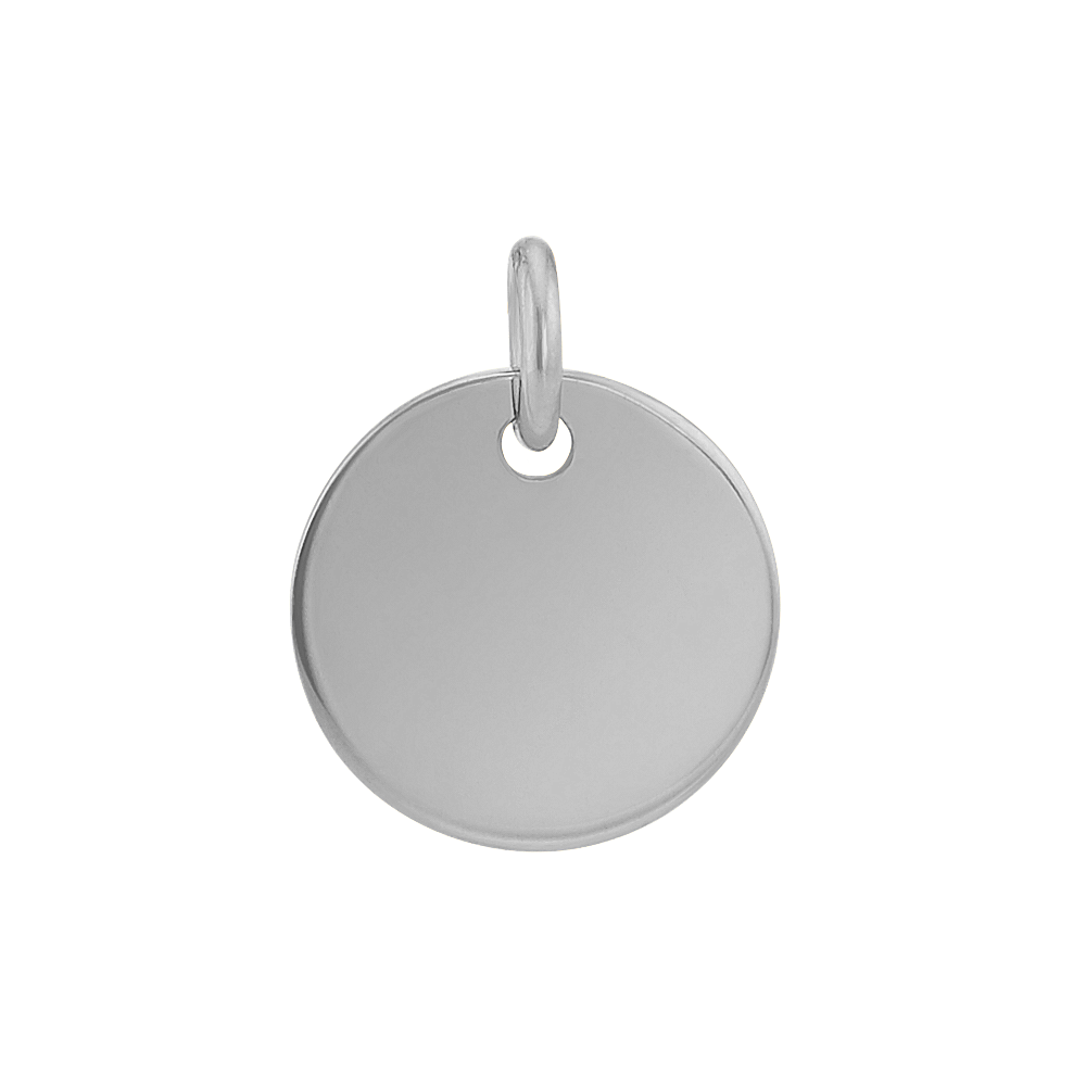 3/8 Inch Engravable Disk Charm in 14k White Gold