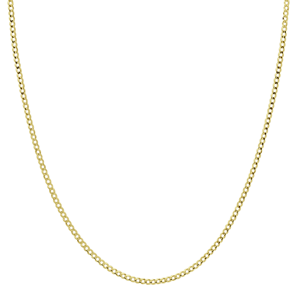 30 inch Mens 14k Yellow Gold Diamond Cut Curb Chain