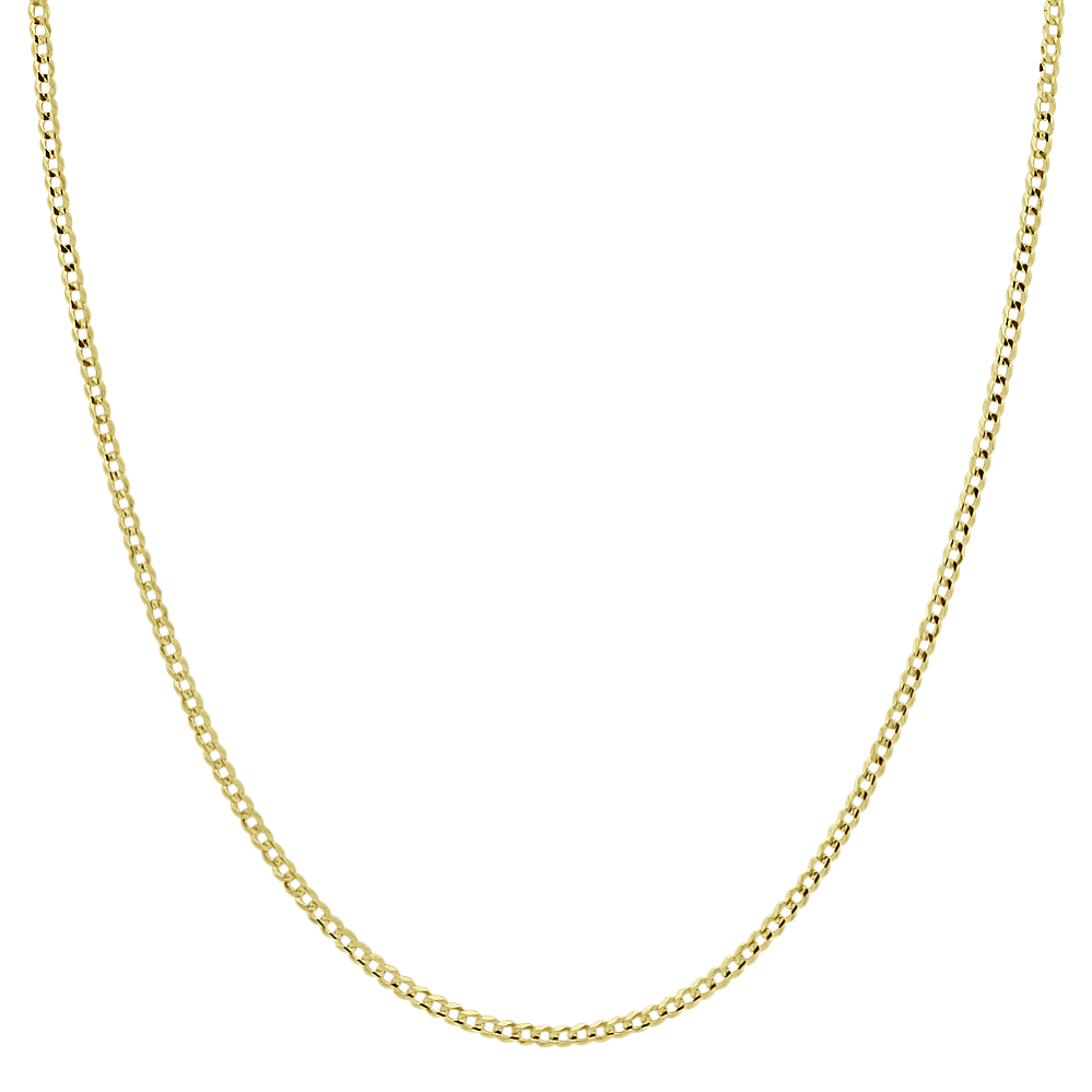 30'' Mens 14k Yellow Gold Diamond Cut Curb Chain